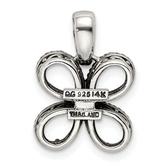 Sterling Silver Antiqued w/14k 4-stone w/Diamond Mother's Pendant