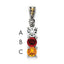 Sterling Silver Antiqued w/14k 3-stone w/Diamond Mother's Pendant
