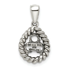Sterling Silver Antiqued w/14k 3-stone w/Diamond Mother's Pendant