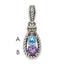 Sterling Silver Antiqued w/14k 2-stone w/Diamond Mothers Pendant Semi-Mount