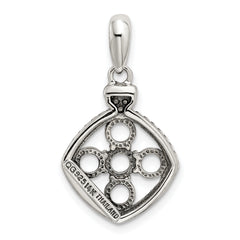 Sterling Silver Antiqued w/14k 5-stone w/Diamond Mothers Pendant Semi-Mount