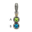 Sterling Silver Antiqued w/14k 2-stone w/Diamond Mother's Pendant