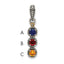 Sterling Silver Antiqued w/14k 3-stone w/Diamond Mother's Pendant