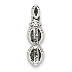 Sterling Silver Antiqued w/14k 2-stone w/Diamond Mother's Pendant