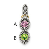 Sterling Silver Antiqued w/14k 2-stone w/Diamond Mother's Pendant