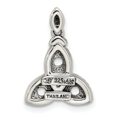 Sterling Silver Antiqued w/14k 3-stone w/Diamond Mother's Pendant