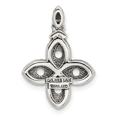 Sterling Silver Antiqued w/14k 4-stone w/Diamond Mother's Pendant