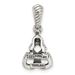 Sterling Silver Antiqued w/14k 3-stone w/Diamond Mother's Pendant
