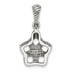 Sterling Silver Antiqued w/14k 5-stone w/Diamond Mother's Pendant
