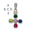 Sterling Silver Antiqued w/14k 5-stone w/Diamond Mother's Pendant