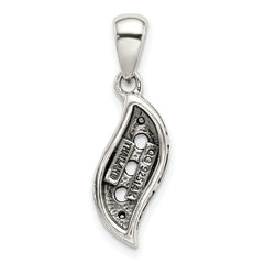 Sterling Silver Antiqued w/14k 3-stone w/Diamond Mother's Pendant
