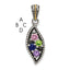 Sterling Silver Antiqued w/14k 4-stone w/Diamond Mother's Pendant