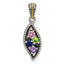 Sterling Silver Antique w/14k 4-stone w/Diamond Family Pendant w/18in Chain