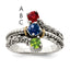 Sterling Silver Antiqued w/14k 3-stone Mother's Ring Mounting (No Stone Included)