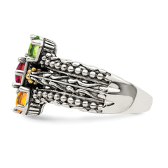 Sterling Silver Antiqued w/14k 5-stone Mother's Ring Mounting (No Stone Included)