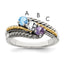Sterling Silver Antiqued w/14k 3-stone Mother's Ring Mounting (No Stone Included)
