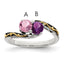 Sterling Silver Antiqued w/14k 2-stone Mother's Ring Mounting (No Stone Included)