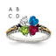 Sterling Silver Antiqued w/14k 4-stone Mother's Ring Mounting (No Stone Included)