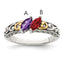 Sterling Silver Antiqued w/14k 2-stone Mother's Ring Mounting (No Stone Included)