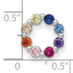 Prizma Sterling Silver Rhodium-plated Colorful CZ Circle Chain Slide