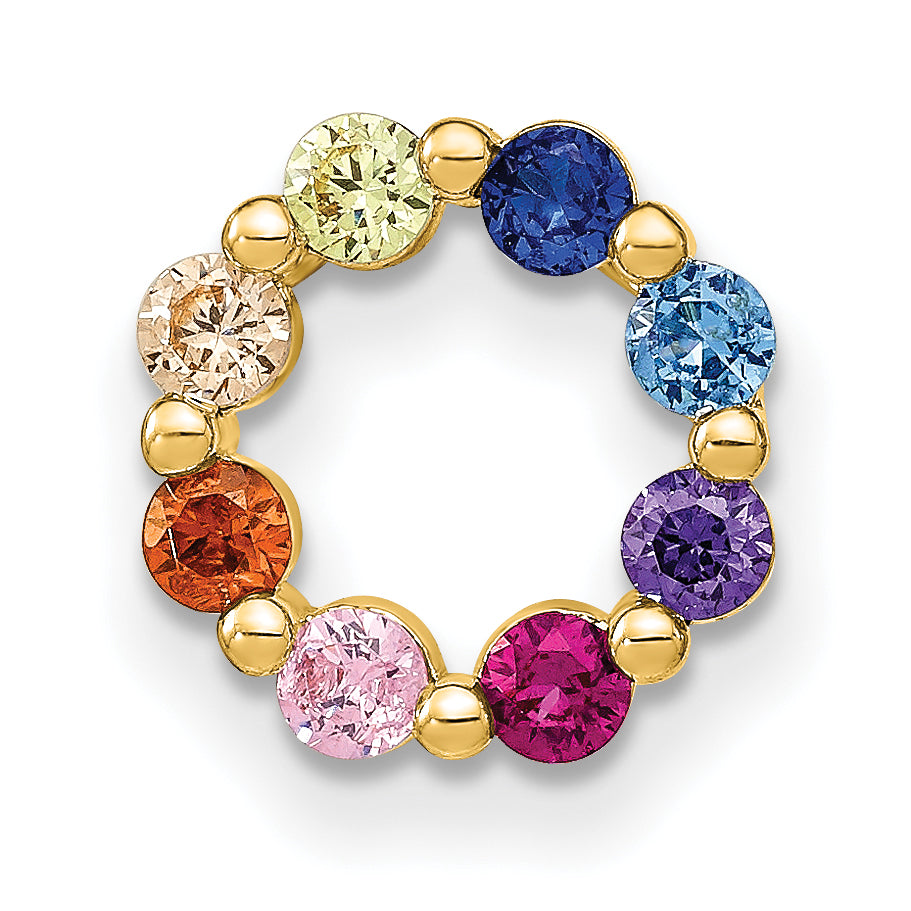 Prizma Sterling Silver Gold-tone 14K Flash Gold-plated Colorful CZ Circle Chain Slide