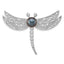 Sterling Silver Rhodium-plated 8-9mm Black Button Freshwater Cultured Pearl and CZ Dragonfly Brooch
