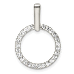 Sterling Silver Polished CZ Circle Pendant