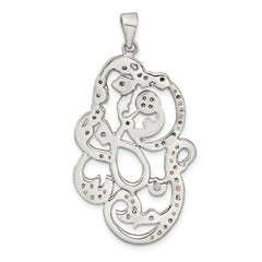 Sterling Silver Polished CZ Floral Pendant