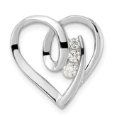 Sterling Silver Rhodium-plated CZ Fancy Heart Slide
