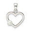 Sterling Silver Polished Imitation Pearl Heart Pendant