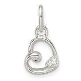Sterling Silver CZ Heart Pendant