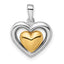 Sterling Silver RH-plated & Gold-plated Heart Pendant