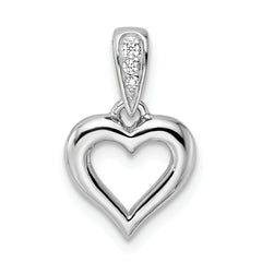 Sterling Silver RH CZ Heart Dangle Pendant