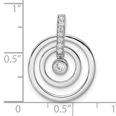 Sterling Silver RH Polished CZ Circle Pendant