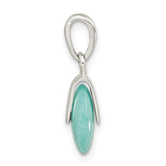 Sterling Silver Polished Circle Imitation Turquoise Pendant