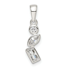 Sterling Silver Polished Geometric Shapes CZ Pendant