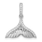 Pure FireSterling Silver Rhod-plated CZ Textured Tail Pendant