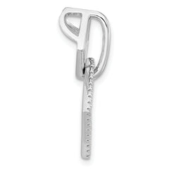 Pure Fire Sterling Silver Rhod-plated CZ Square Chain Slide Pendant