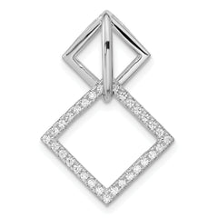 Pure Fire Sterling Silver Rhod-plated CZ Square Chain Slide Pendant