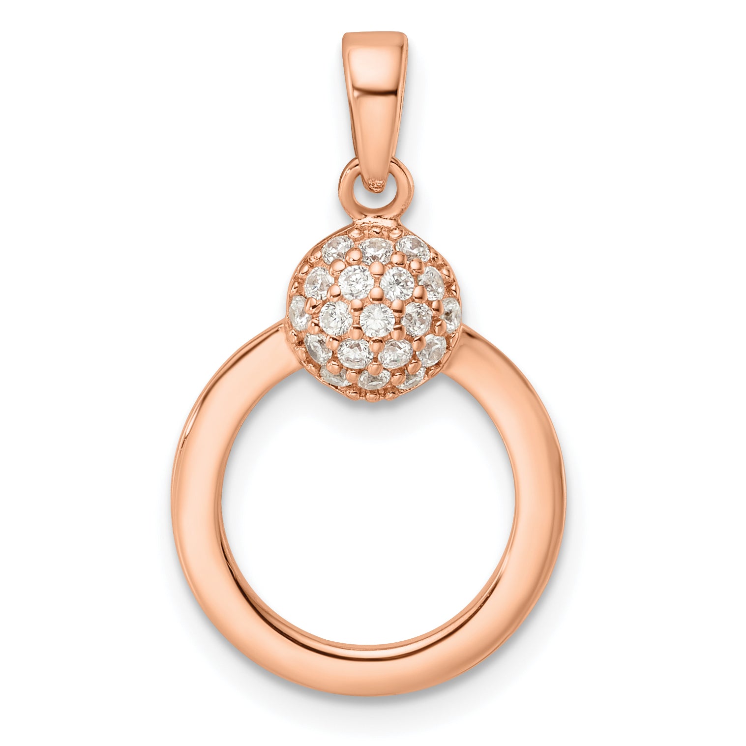 Sterling Silver & Rose Gold-plated CZ Circle Pendant