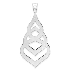Sterling Silver Rhod. Polished Grooved Fancy Drop Pendant