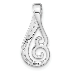 Sterling Silver Rh-plated Polished CZ Swirl Chain Slide