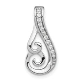 Sterling Silver Rh-plated Polished CZ Swirl Chain Slide