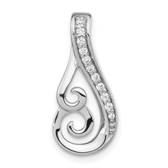 Sterling Silver Rh-plated Polished CZ Swirl Chain Slide