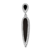 Sterling Silver Rhodium-plated CZ & Black Agate Slide