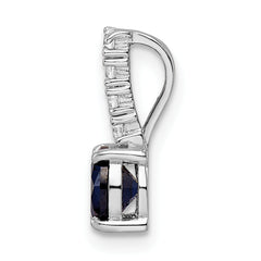 Sterling Silver Polished Rhodium-plated Cr. Blue Spinel and CZ Pendant