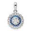Sterling Silver Rhodium-plated Polished Blue & White CZ Pendant