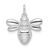 Sterling Silver Rhodium-plated Polished CZ Bumble Bee Pendant