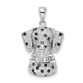 Sterling Silver Rhodium-plated Polished CZ Dalmatian Pendant