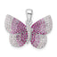 Butterfly Pendant in Sterling Silver with Pink Cubic Zirconia, 22mm - Sophia Jewelers